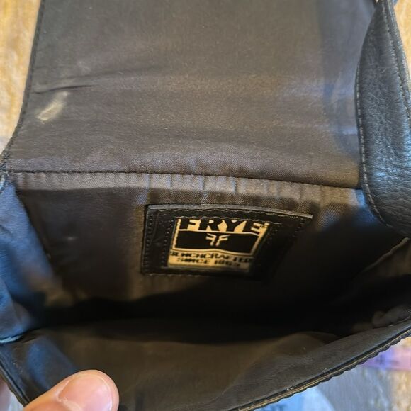 Vintage Black full grain leather frye small crossbody bag with adjustable strap - Picture 6 of 11